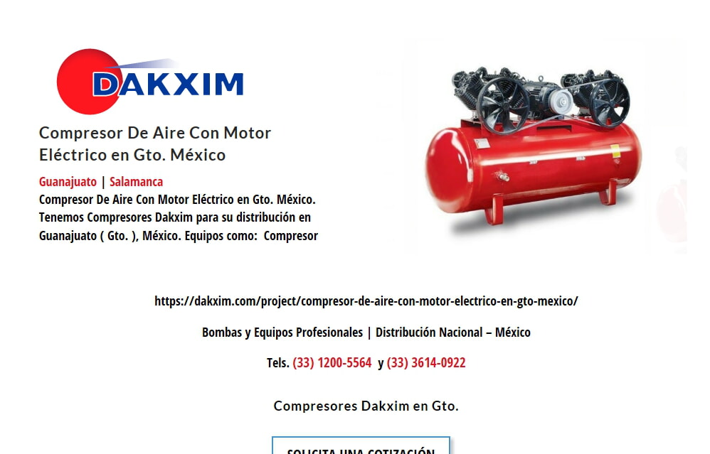 Compresor De Aire Con Motor Eléctrico en Gto. México