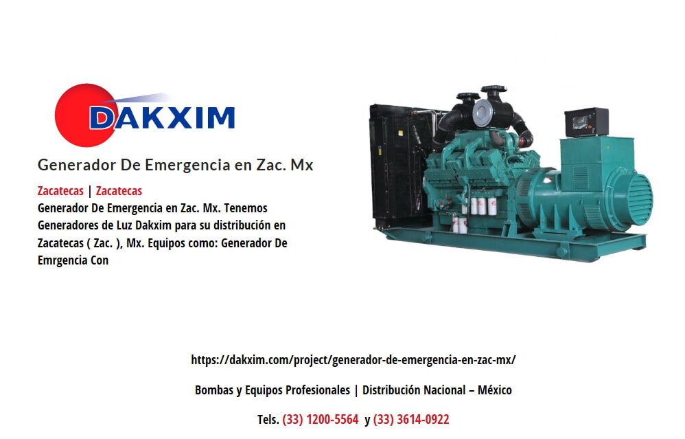 Generador De Emergencia en Zac. Mx