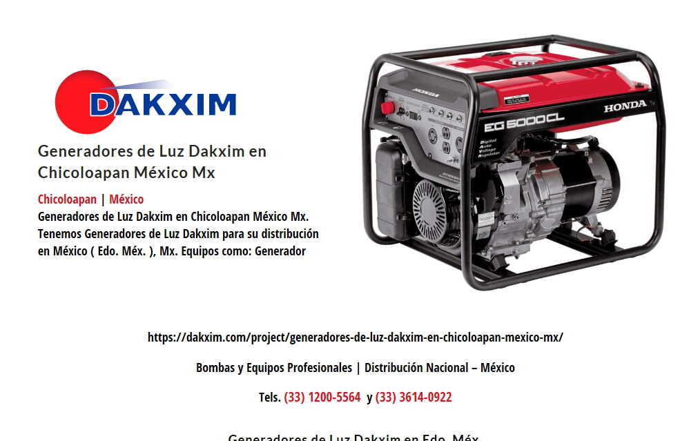Generadores de Luz Dakxim en Chicoloapan México Mx