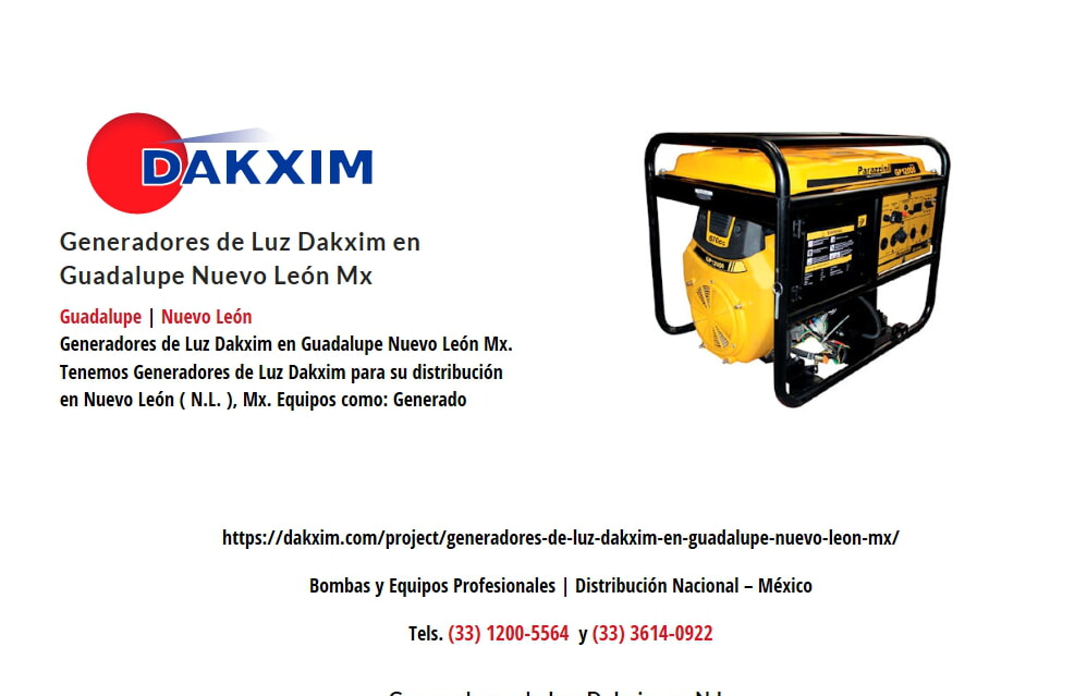Generadores de Luz Dakxim en Guadalupe Nuevo León Mx