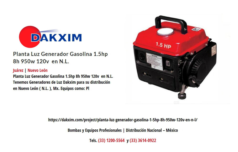 Planta Luz Generador Gasolina 1.5hp 8h 950w 120v  en N.L.